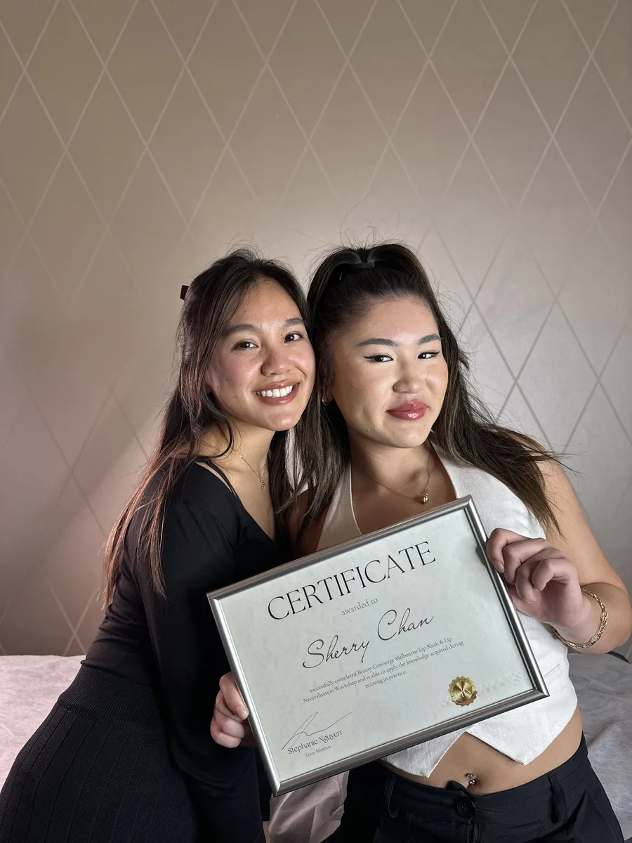 A Beauty Concierge Academy graduate with her certificate