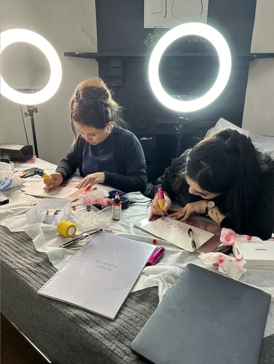 Students practising during the lip course